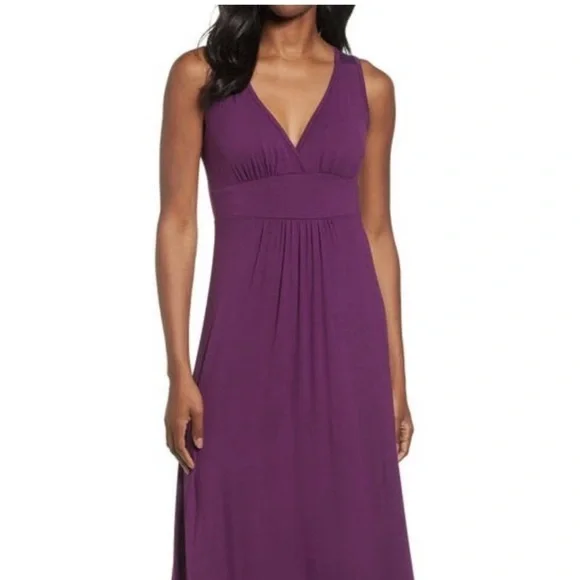 Loveappella Women's Purple Rayon VNeck
Sleeveless Casual Long Maxi Dress Size PM - Picture 7 of 12